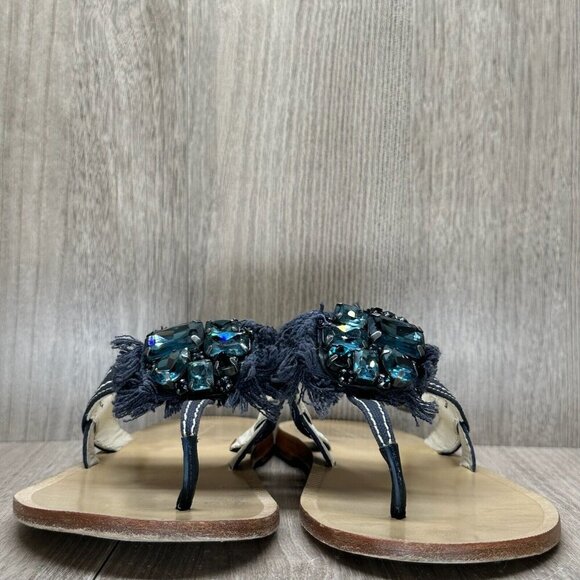 Vera Wang Lavender Sandals 7.5M Robbie Embellished Thong Slingback Flats Blue - Picture 2 of 12